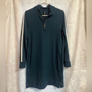Athleta Dark Green Long Sleeve Quarter-Zip Dress